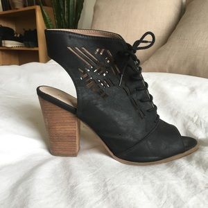 Lace-up Peep-toe booties.